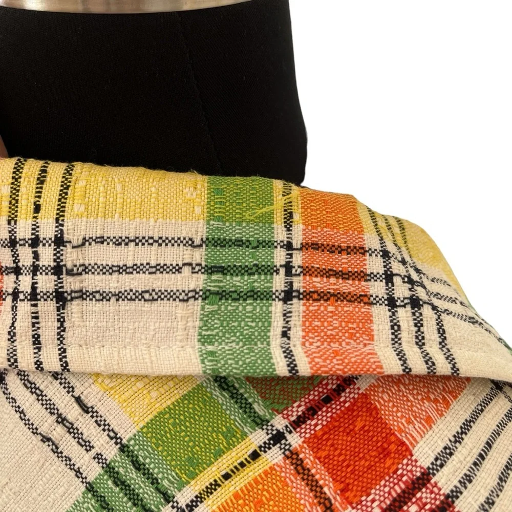 Vintage plaid blazer jacket multicolor fitted red orange green yellow - Picture 14 of 16